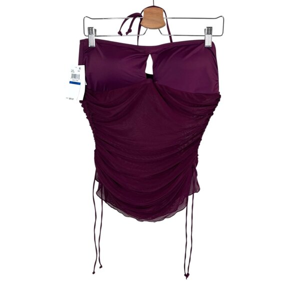 Becca By Rebecca Virtue Womens XL Muse Bandeau Mesh Tankini Swim Top New - Picture 1 of 8